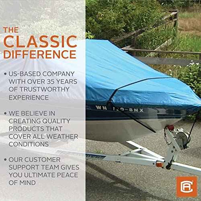 Classic Accessories Stellex All Seasons Boat Cover, Fits Boats 12' - 14' L x 68" W, Trailerable Boat Cover with Polyester Fade-Resistant Fabric, Model AA