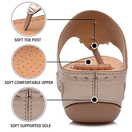 WAJCSHFS Sandals for Women 2024 Orthopedic Casual Wedge Platform Sandals Summer Dressy Lightweight Anti Slip Breathable Shoes