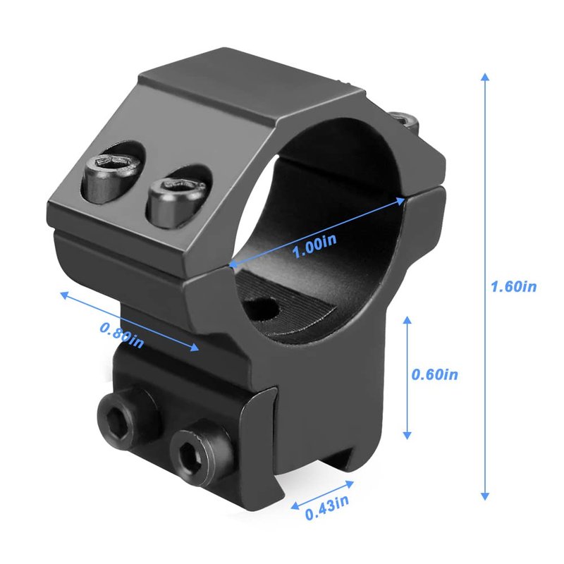 Modkin 1'' Dovetail Scope Rings, Medium Profile Scope Mounts for 11 mm Dovetail Rails - 2 Pieces (One has Stop pin)