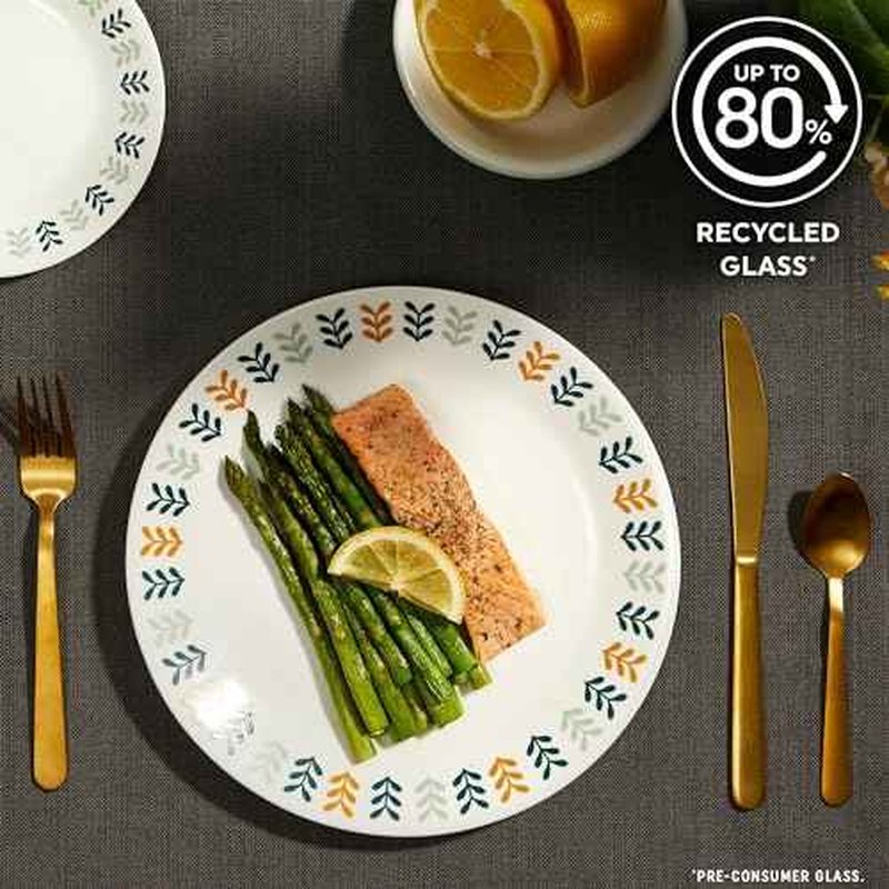 Corelle Vitrelle 18 Piece Glass Dinnerware Sets Service for 6, Triple Layer Chip & Crack Resistant Glass Plate and Bowl Sets, Anders