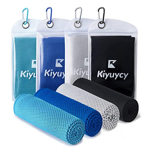 Kiyuycy 4 Pack Cooling Towel (40"x12") for Sweat，Ice Towel Quick-Drying Neck Cooling Wraps, Soft Breathable Chilly Sports Towel for Yoga,Gym,Golf,Camping,Running,Fitness,Workout & More Activities