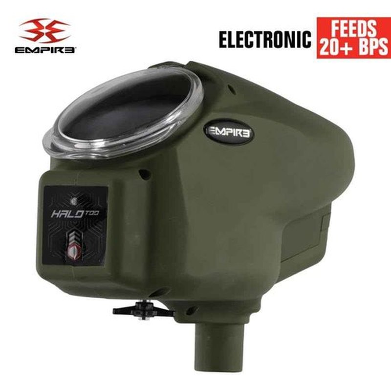 Maddog Empire Halo Too Automatic Electronic Paintball Loader with HK Army Epic Speed Feed and HPA Paintball Tank Fill Nipple Protector Accessory Package - Matte Olive w/Stealth SF