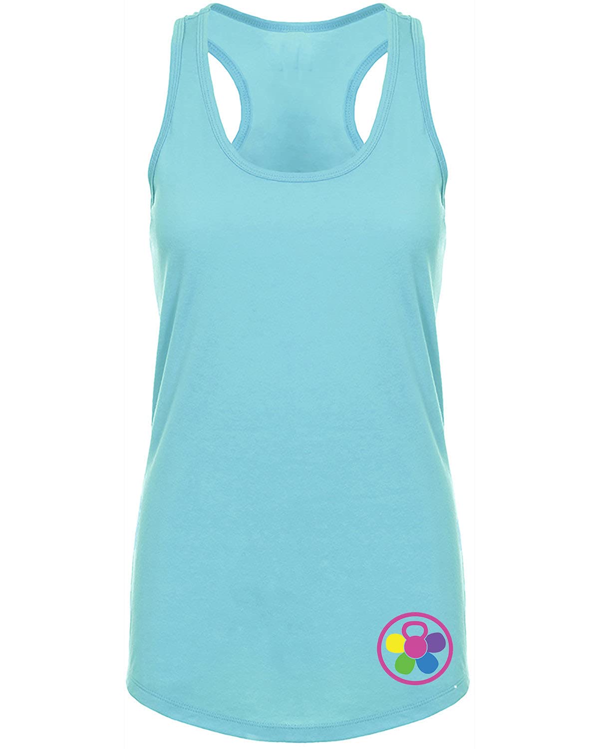 Women's Colorful Workout Lifting Fitness Moves Burnout Tank Top Teal Large