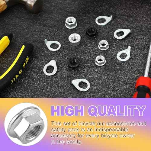 24 PCS Bike Axle Nut and Washer Kit - M8 M9.5 M10 Bicycle Replacement Parts - Mountain & Road Wheel Nuts Bolts Set - Universal Fit Bike Upgrades