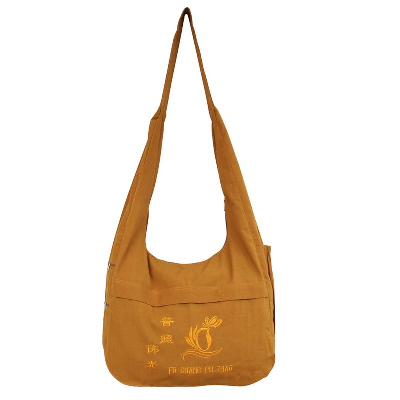 Buddhist Shaolin Arhat Temple Embroidery Kung Fu Bag - Buddhist Bag Monk Backpack Yellow One Size
