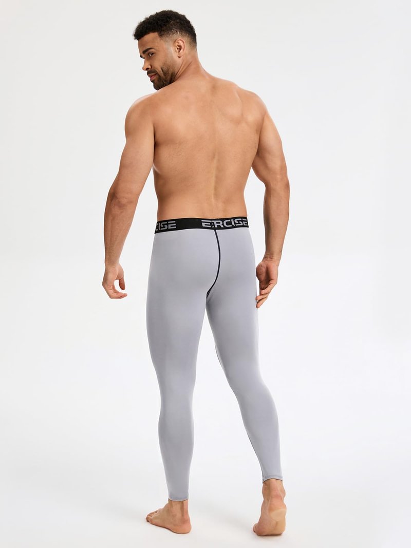 Mexholin 4 Pack Men's Thermal Compression Pants Fleece Lined Long Johns Winter Athletic Workout Leggings Baselayer Black/Dark Gray/Black/Gray L