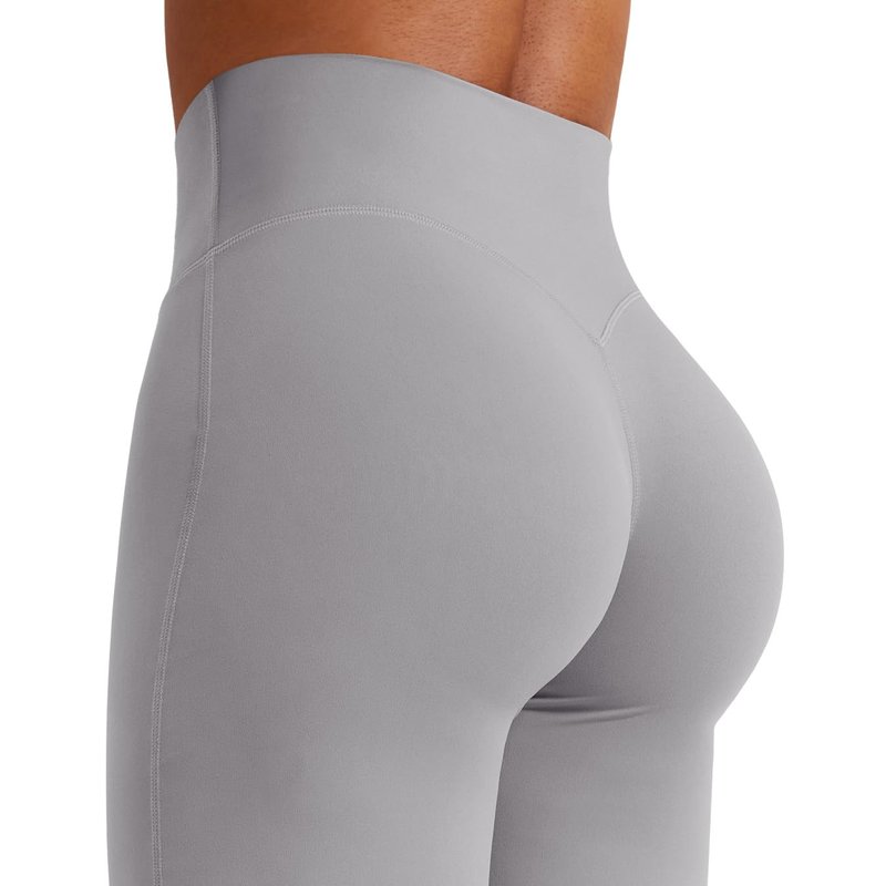 YEOREO Workout Leggings Womens No Front Seam Straight Leggings 33" High Waist Buttery Eddiy Gym Yoga Pants Gray M