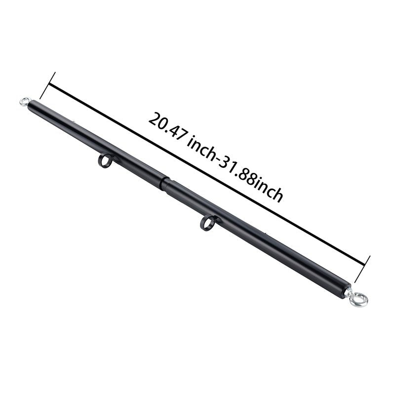 Spreader Bar Heavy Duty Stainless Steel Expandable Black Bar Home Gym with 4pcs Furry Crocodile Pattern Red Adjustable Strap,Sports Aid Training Fitness Gear Pilates Aid Kit,Indoor Yoga Set