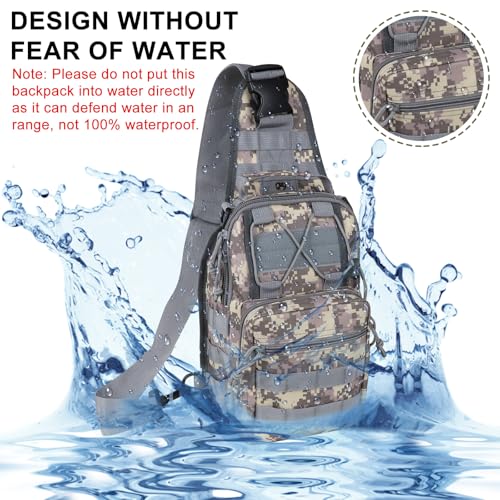 Qcute Tactical Backpack, Waterproof Military Cross-body Molle Sling Shoulder Backpack Chest Bag for Outdoor Every Day Carry (New Acu Camouflage)