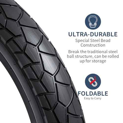 YUNSCM 2-PCS 20" E-Bike Fat Tires 20x3.0/76-406 Compatible with 20x3.0 All-Terrain Directional Tread Bicycle Tires