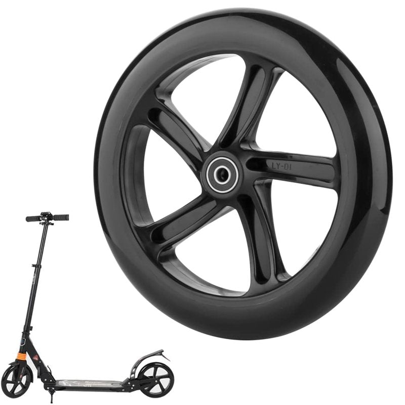 AOWESM 8 Inch Scooter Wheels 200mm Large Replacement Wheelchair Wheels w/Bearings ABEC-9 for Walker & Rollator & The Razor A5 Lux & Carbon Lux Kick Scooter & Shopping Cart (Set of 2) (Black)