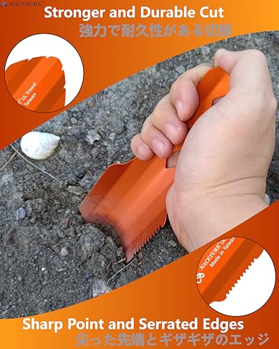 NACETURE Ultralight Backpacking Trowel Aluminum Shovel Small Potty Multitool with Longer Handle Design Essential for Hiking, Camping and Survival Bags (Orange 1 Pack)