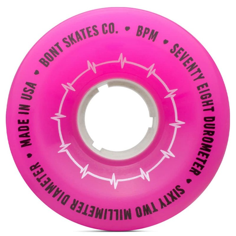 Bont Skates BPM Quad Roller Skate Outdoor Wheels - Suitable for Recreational Skating Asphalt Sidewalk Boardwalk Street - 62x35mm 78A, Made in USA (Hot Pink - Set of 4 wheels)