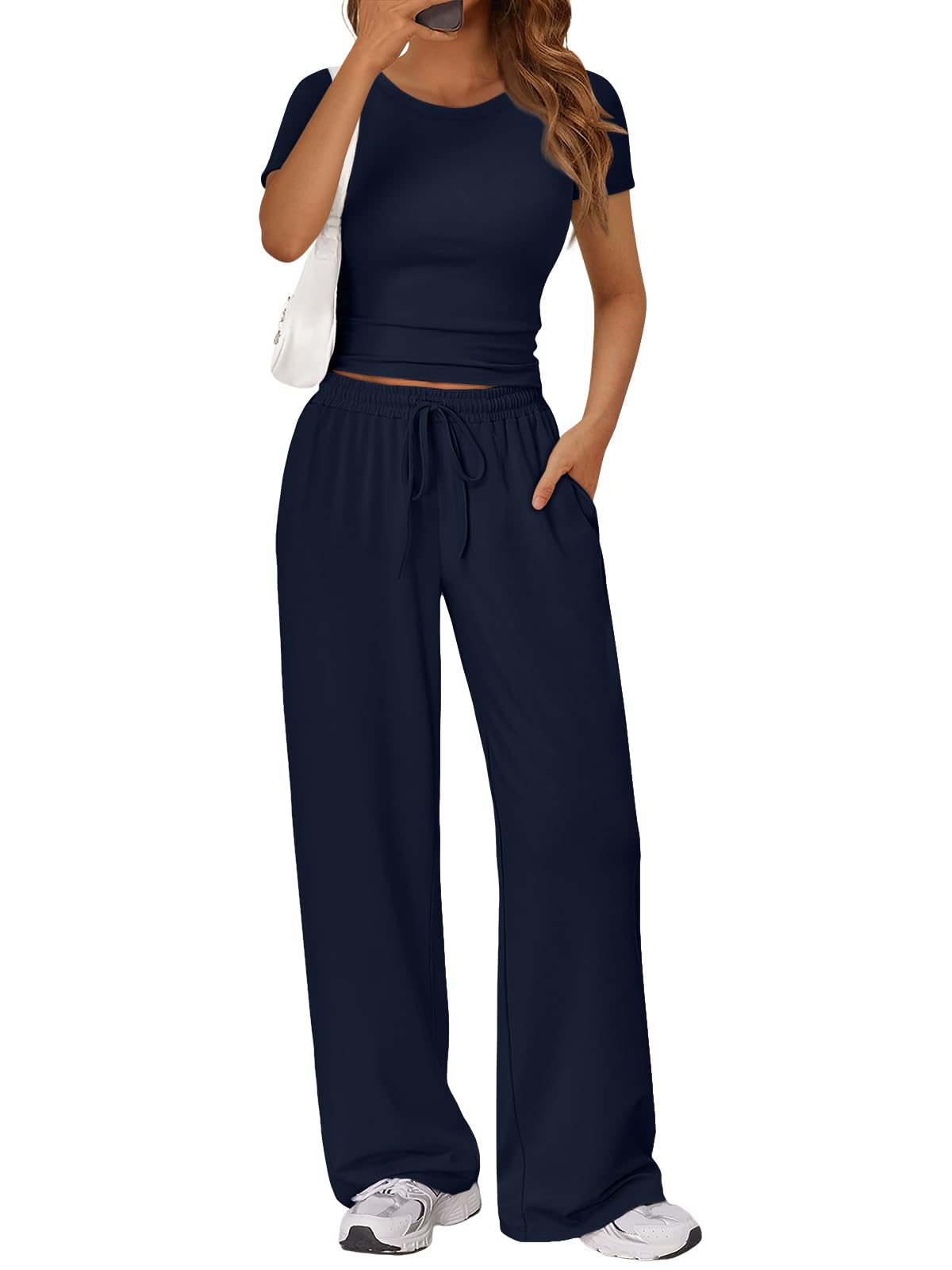 Trendy Queen Womens 2 Two Piece Set 2026 Summer Workout Vacation Gym Clothes Spring Fashion Lounge Matching Airport Travel Outfit Resort Wear Fitness Athleisure Clothing