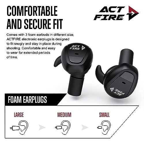 ACT FIRES Shooting Ear Protection Ear Plugs, Hearing Protection Earbuds Electronic Shooting Earplugs for Noise Reduction