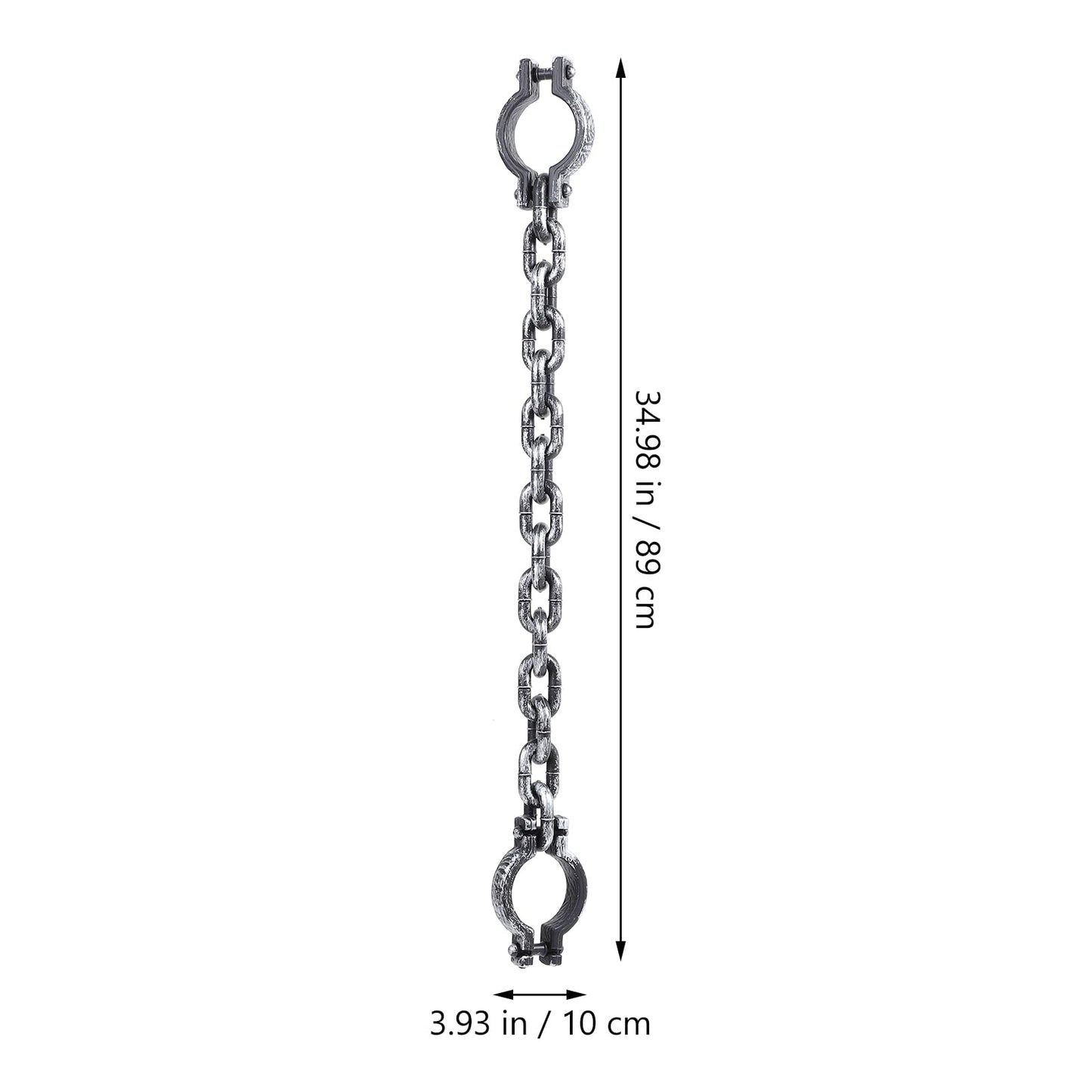 BESTOYARD Halloween Plastic Wrist Shackles Prison Handcuffs with Chain Links for Cosplay Costume Party Decoration, Black, 35 Inches Long