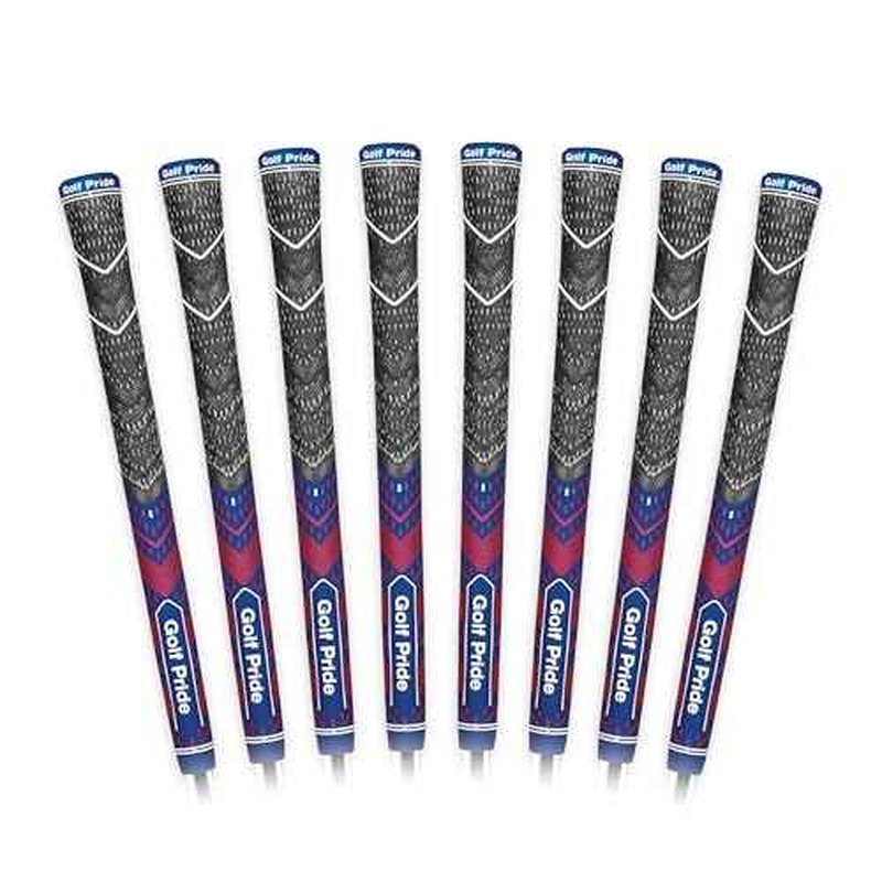 Golf Pride MCC Plus4 Golf Club Grip - All-Weather Hybrid Grip with Larger Lower Hand - Brushed Cotton Cord & Pebbled Texture - Navy/Red