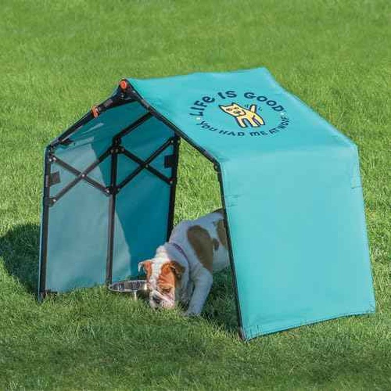 Life is Good 3.5' Outdoor Pet Shade, Versatile Pet Canopy Pop-up Shade Tent for Dogs, Cats, Small Animals and Livestock, You Had Me at Woof