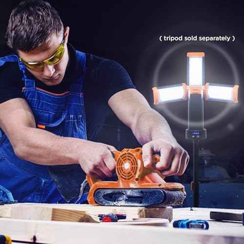 BLACK+DECKER Utility Light, Rechargeable 2000 Lumens LED 3 Panel Work Light with 6000mAh Battery Bank & Flashlight, 3 Light Colors, 4 SOS Modes, Dimmable, IP44 Water-Resistant, Magnetic & Hook Mount