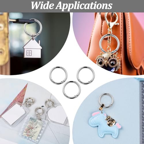 40 Pack 0.5 Inch Round Buckle Clips, Metal Spring O Rings Silver Carabiner Clips Keychain Snap Hook Zinc Alloy Keyring Buckle for Bag Purse Craft DIY