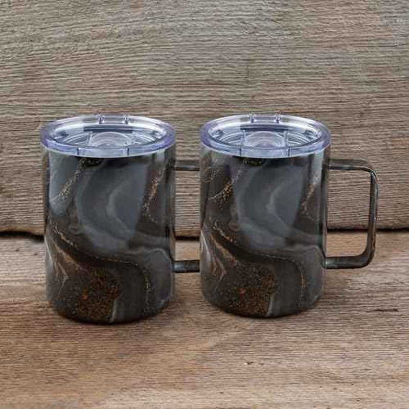 Cambridge Silversmiths Set of 2 16oz Insulated Red Geode Coffee Mugs