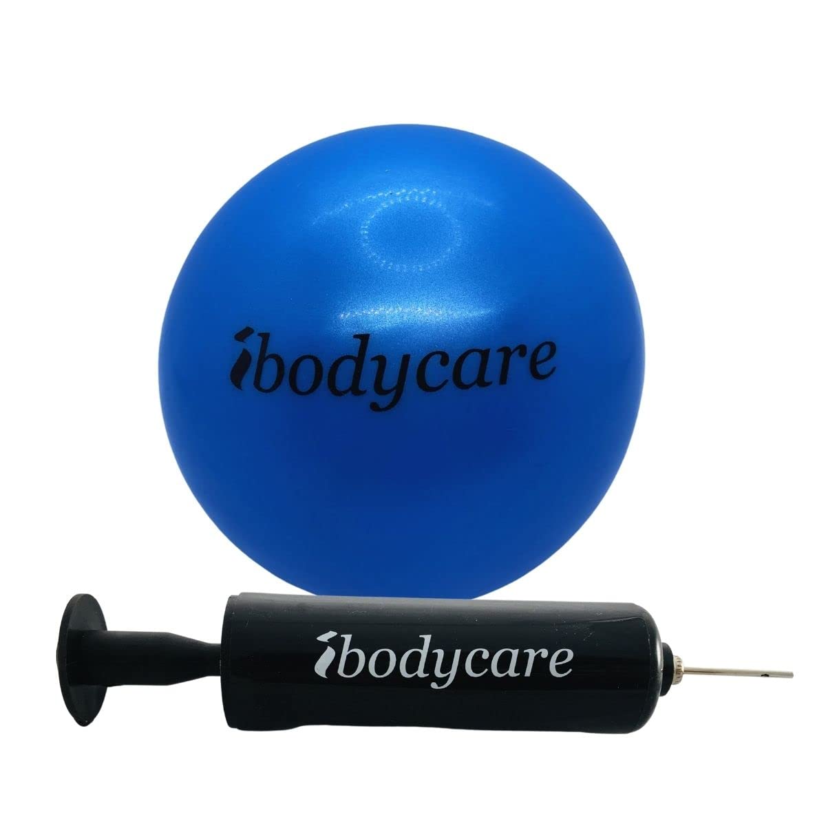 ibodycare Pilates 4" (10cm) Accessory Mini Ball for AeroPilates, Yoga, Fitness, Strength, Pilates Reformer or Mat Pilates (Blue-with-Pump)