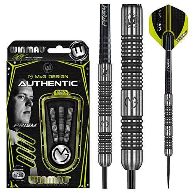 Winmau Michael Van Gerwen MvG Authentic 85% Tungsten Darts Set with Prism Flights and Shafts (Stems)