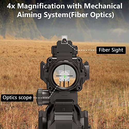 CVLIFE 4x32 Tactical Rifle Scope Red & Green &Blue Illuminated Reticle Scope with Fiber Optic Sight