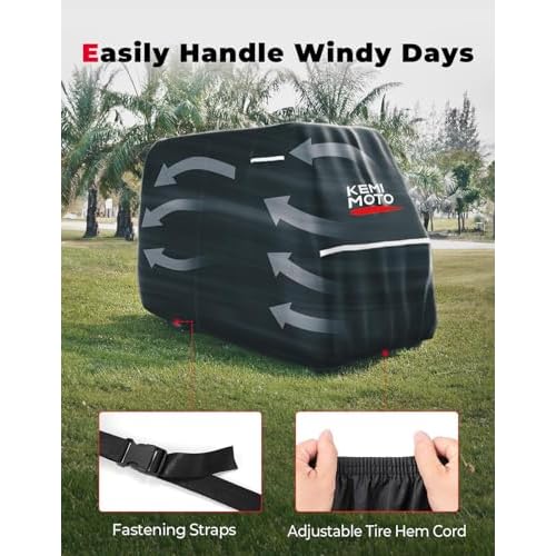 KEMIMOTO 600D Waterproof Golf Cart Cover, Universal Heavy Duty Large Golf Cart Rain Cover with Storage Bag Compatible with EZGO Club Car 2/2+2/4 Passenger, Black