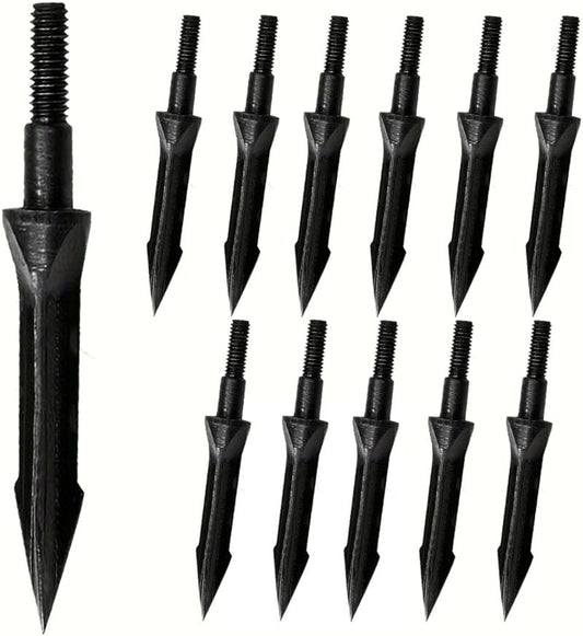 Archery Broadheads - Solid Screw-In Traditional Hunting Arrow Heads | 100/125/150 Grain, Pack of 6/12