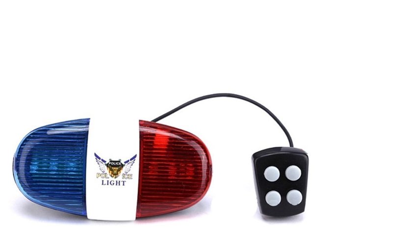 Bicycle Police Sound Lights Bike LED Light Electronic Horn Siren Horn Bell, 6 LED Light 4 Sounds Trumpet Cycling Horn Bell, Police Siren Warning Safety Light, Waterproof Bicycle Lights Accessories