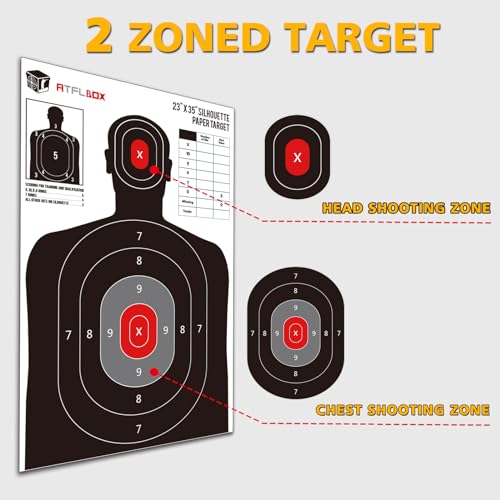 ATFLBOX Silhouette Paper Target for The Range, 23X35 inch Target Paper for Indoor and Outdoor Use, Suitable for Handguns, Pistols, Rifles, Airguns, Pellet Gun, BB Guns (10 Pack)