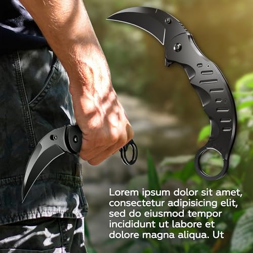 Spring Assisted Karambit Knife - Tactical Karambit Folding Knife - Pocket & Folding Knife - Military Sharp Tiger Claw Knives - Best Combat for Hunting Camping EDC for Men - Birthday Mens Gifts X-42