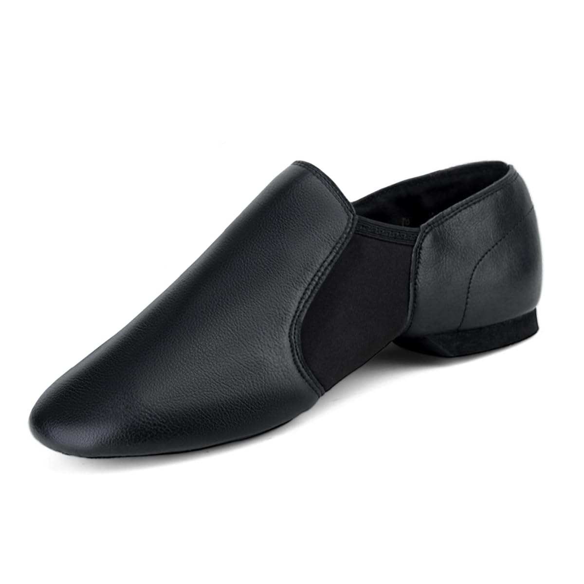 Prcfurdcge Jazz Shoes for Women Men PU Leather Unisex Slip-On Dance Shoes Black 10M