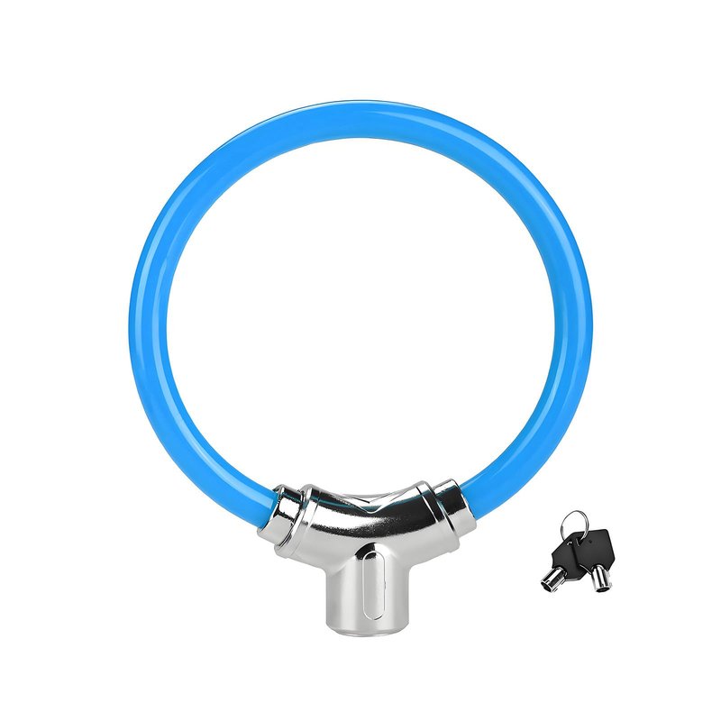 Bicycle Cable Lock, Blue Steel Cable with Keys, Security Lock