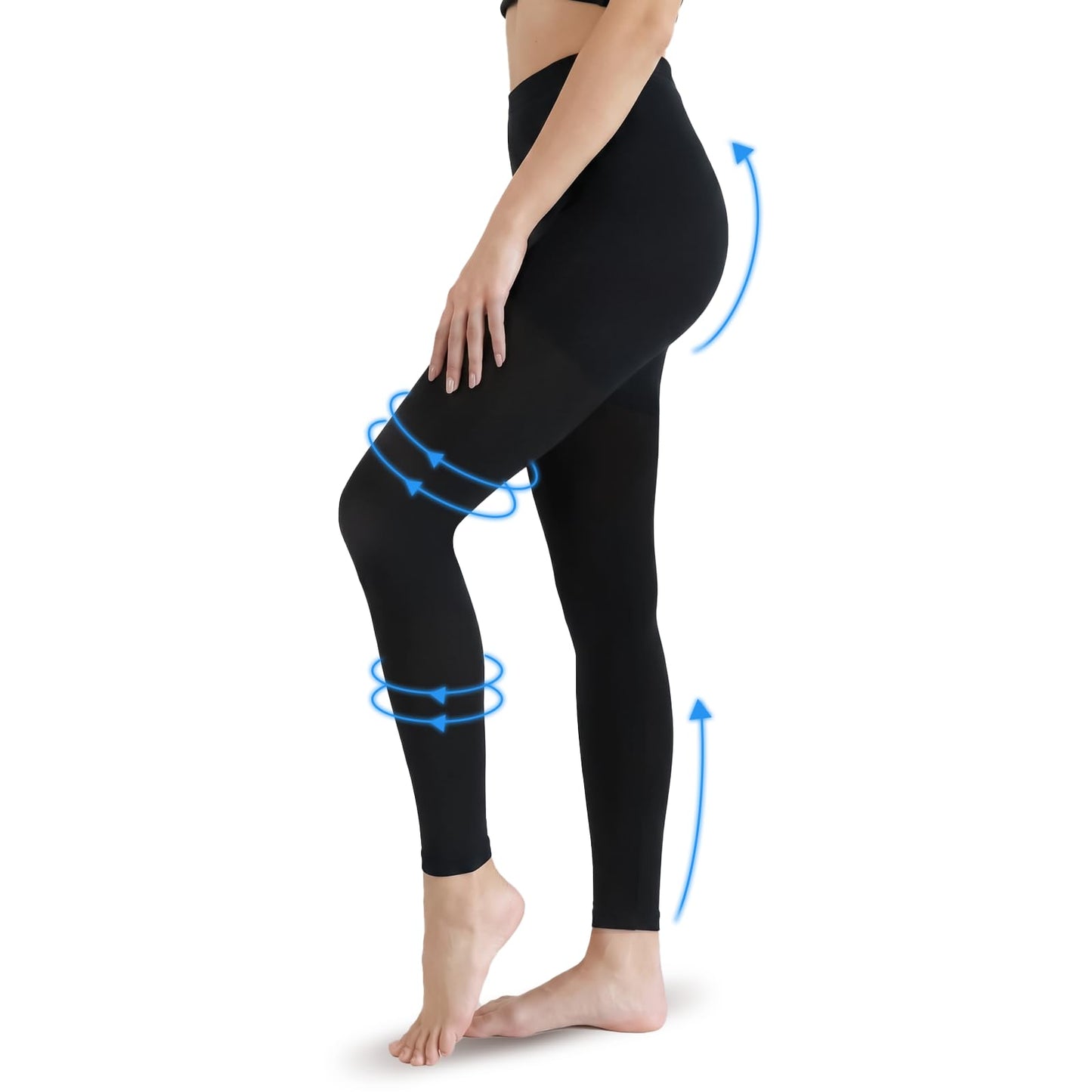 Compression Tights Women, 20-30mmHg Graduated Support Compression Pantyhose Footless Medical Compression Stockings High Waist Compression Leggings for Varicose Veins, Edema, DVT(Black, X-Large)