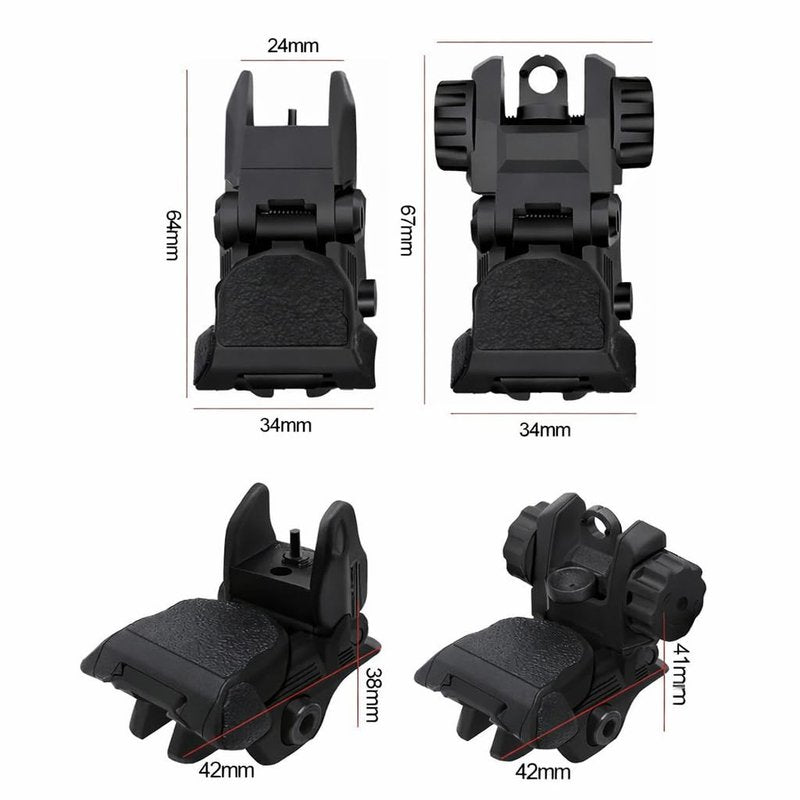 GOTICAL | Flip Up Lightweight Polymer Composite Sights for Rifle Tool-Free Adjustable Front Sight Rapid Transition Backup Front and Rear Sight w/Integral Front Sight Adjustable Nut Full CO-WITHNESS