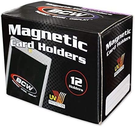 Magnetic Card Holders - 180 Pt Trading Card Protectors | 12 Pack, 2-Piece Design with Gold Magnet | Durable Hard Plastic Sleeves