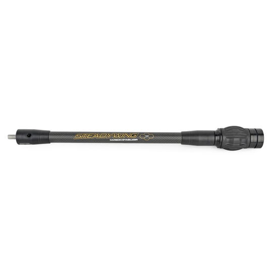 AMEYXGS Archery Bow Stabilizer for Compound Bow, 3K Carbon Fiber 6", 8", 10", 12" Rods, Damping System, Weights Kit, Single Side V-Bar Mount,Quick Disconnect (12″)