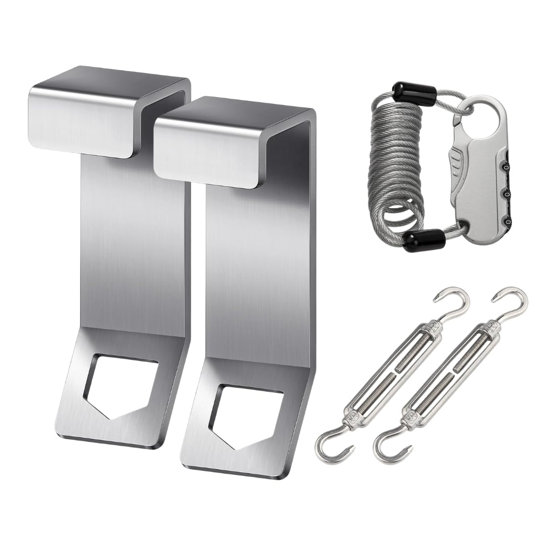 Loyipu Heavy Duty Stainless Steel Cooler Security Kit - 2 Pack Anti-Theft Lock Bracket with Retractable Cable & Turnbuckle for Boat Deck/Trailer (Fits Yeti/RTIC Tundra)