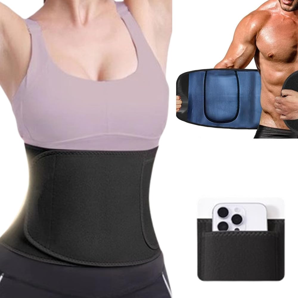 Waist Trainer for Women & Men – Sweat Belt Trimmer, Neoprene Belly Band for Weight Loss, Workout & Core Support – Adjustable (Blue, Medium)