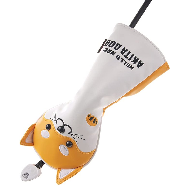 GOOACTION Golf Club Head Cover with Akita Dog Creative Cartoon Animal Pattern Synthetic Leather Yellow Golf Clubs Headcovers (B-Fairway Wood)