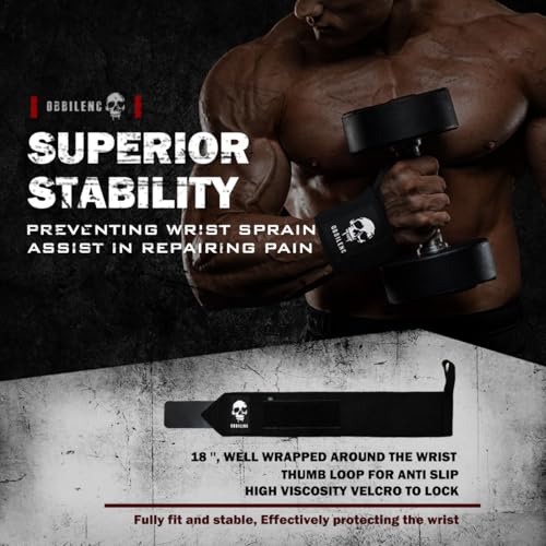 OBBILENC Gym Wrist Wraps, Weightlifting Wrist Straps for Men and Women, Heavy Duty Elastic Cotton Wrist Support Straps for Weight Lifting, Strength Training, Gymnastics and Bodybuilding