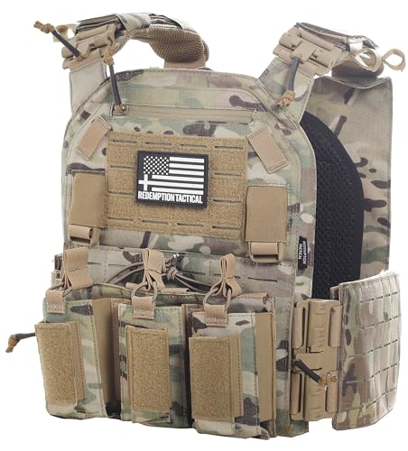 Redemption Tactical Crusader 2.0 Molle Quick Release Buckles Vest with Side Cummerbund Pouches and Triple mag Pouch (Multicam Cordura)