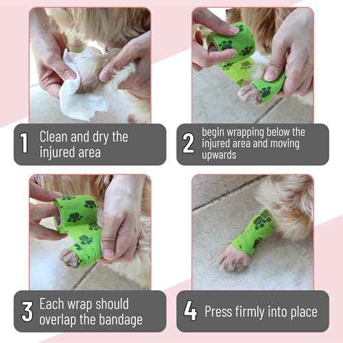 Mr. Pen- Self Adhesive Bandage Wrap, 6 Pack, Paw Design, 2¡° x 5 Yards, Adhesive Bandages, Cohesive Bandage, Medical Wrap, Elastic Bandage Wrap, Bandage Tape