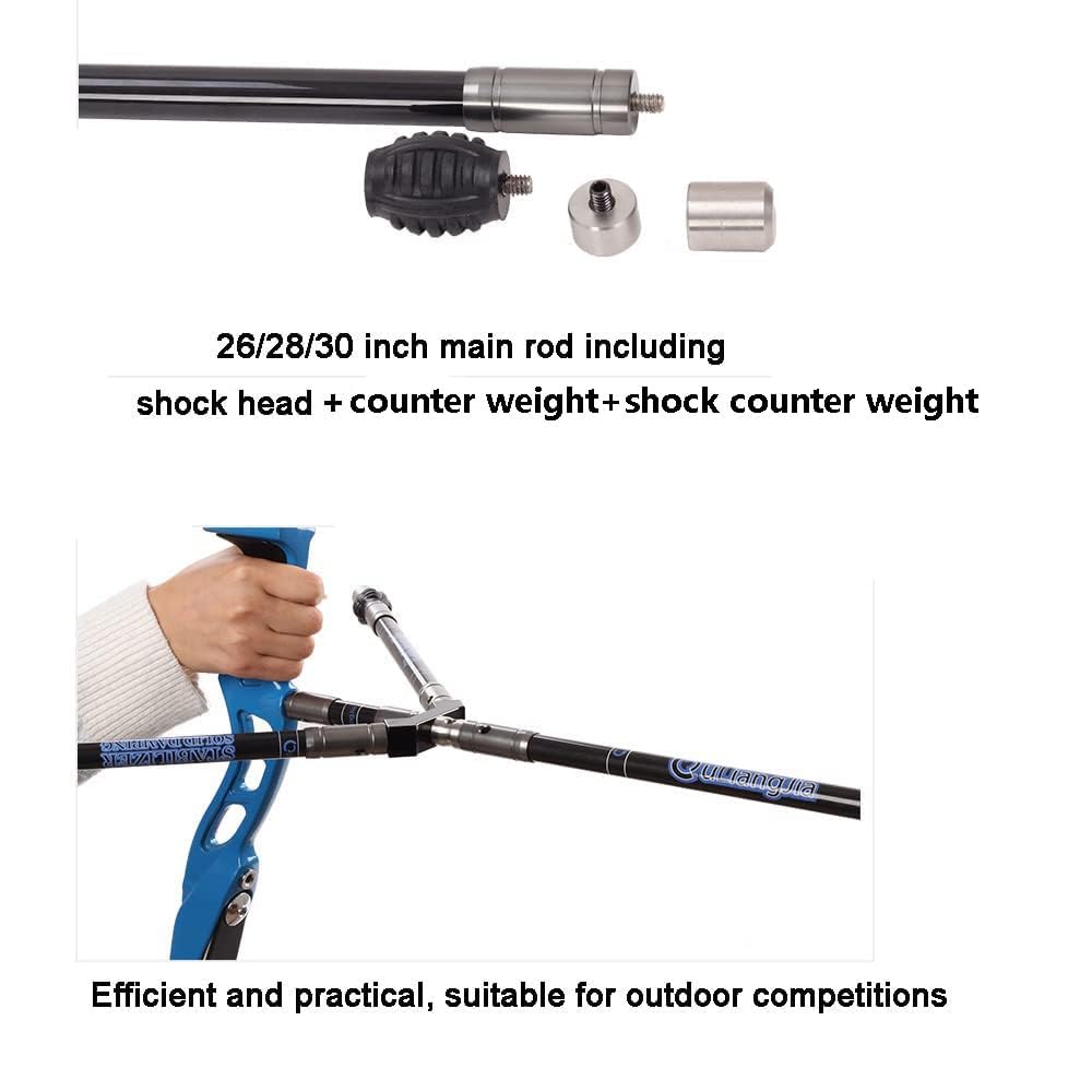 AMEYXGS Balance Bar Stabilizer 3/4/5/10/12/26/28/30 inch Carbon Fiber Bow Stabilizer Extension Pole Rod Bow Stabilizer Weight Silencer Damping for Recurve Bow and Compound Bow (Gray, 5 inch)