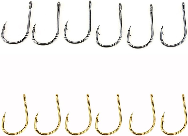 500pcs High-Carbon Steel Fish Hooks Kit - Saltwater & Freshwater | 10 Sizes, Black & Gold
