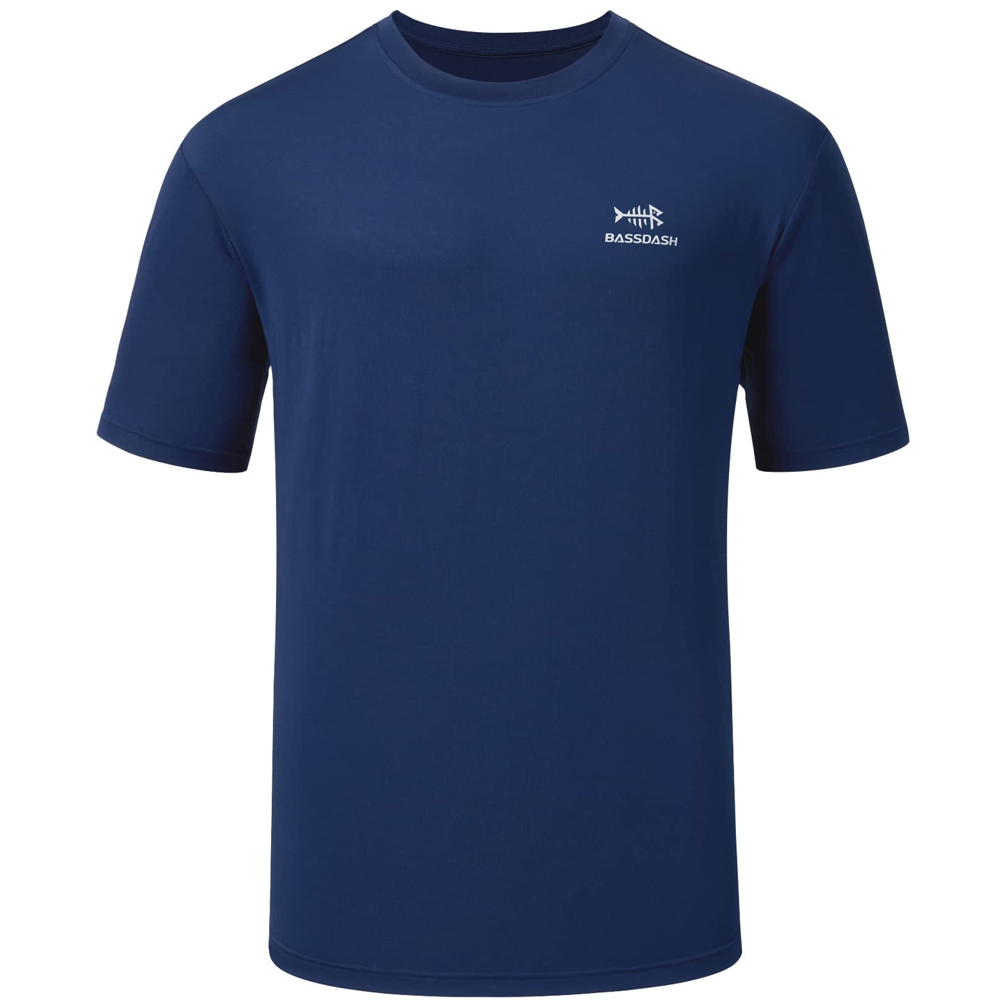 BASSDASH Men’s UPF 50+ Short Sleeve Fishing Shirts Performance Cooling UV Sun Protection Hiking T-Shirts Dark Blue
