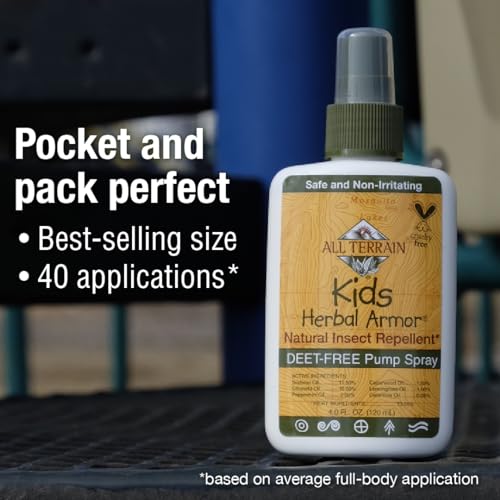 Kids Herbal Armor DEET-Free Pump Spray 4oz. Insect Repellent, Plant-Based and All-Natural Bug Repellent, Safe for Family and Pets, Mosquito and Bug Protection