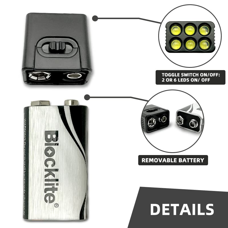 BLOCKLITE LED Flashlight 2 Pack, Compact for Easy Storage, Multi Purpose, 60+ Hour Run Time, 60 Lumens, Two 9V Batteries Included, for Indoor and Outdoor Use